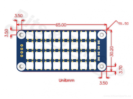 Raspberry Pi HAT - LED matrix 32 LEDs - Waveshare 12725